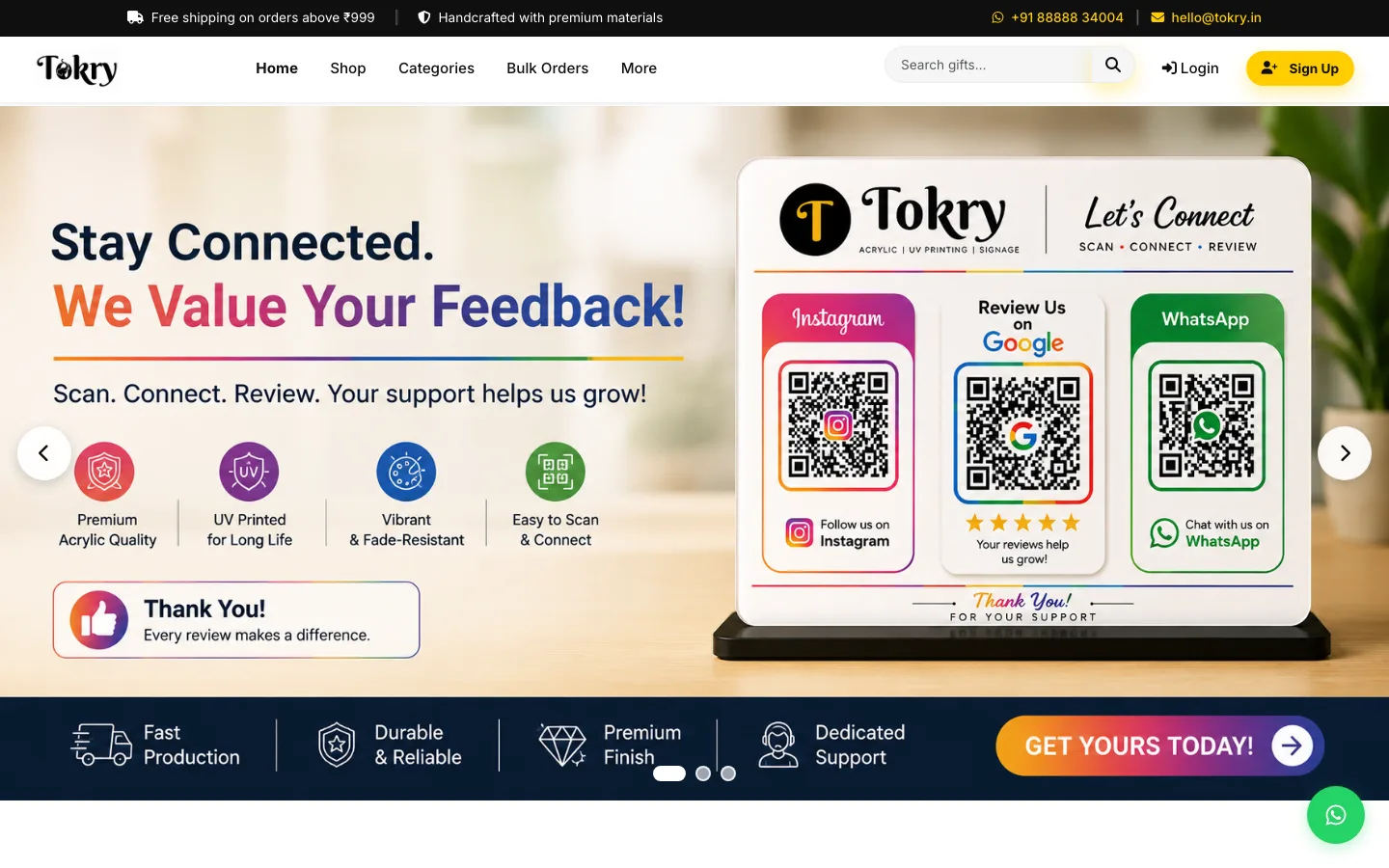 Tokry store homepage
